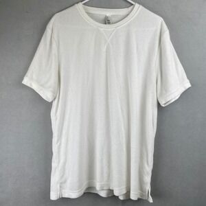 American Apparel White Terry Cloth T Shirt Short Sleeve Crew Comfy Sweatshirt L